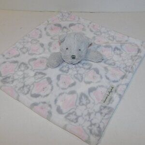 Blankets & Beyond Gray Teddy Bear Pink Owl Plush Security Blanket Baby lovey